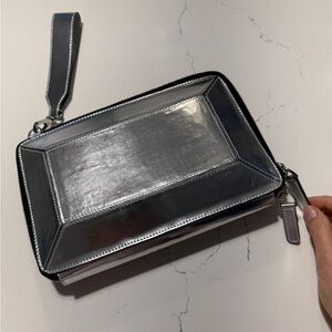RARE Mackage Silver Metallic Clutch Handbag
